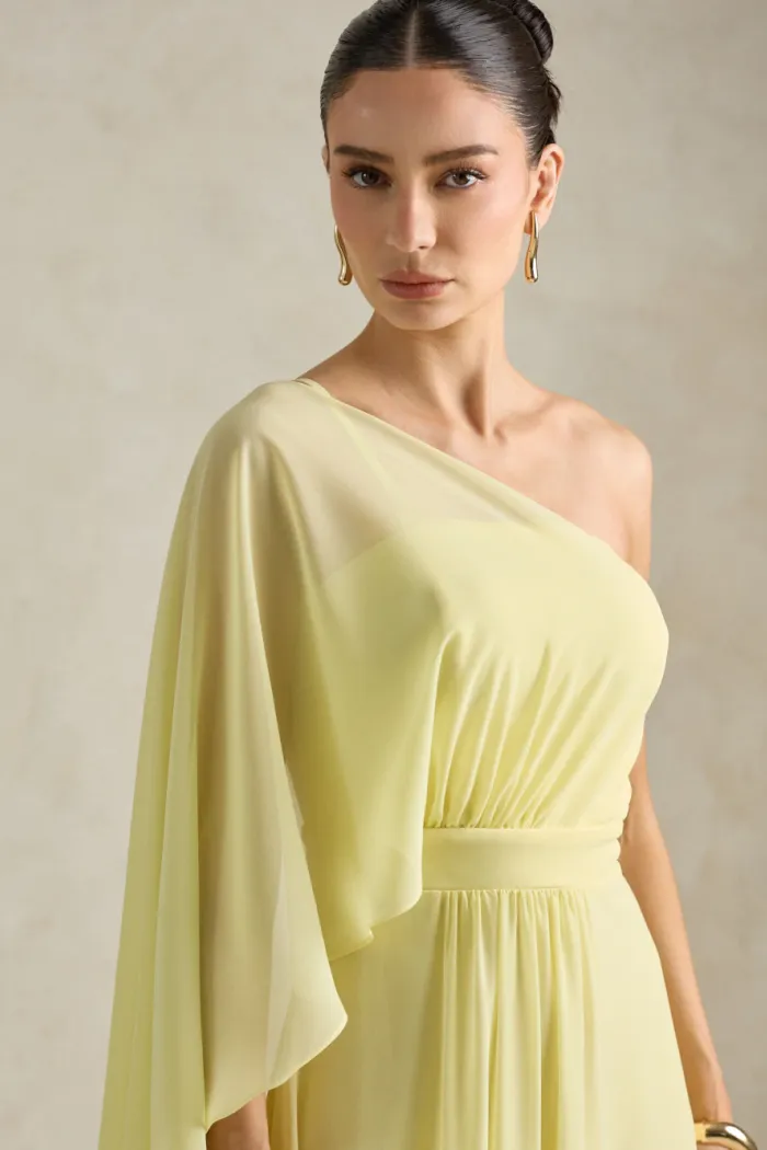 VESTIDO DE FESTA JULIE UM OMBRO CAPA - AMARELO