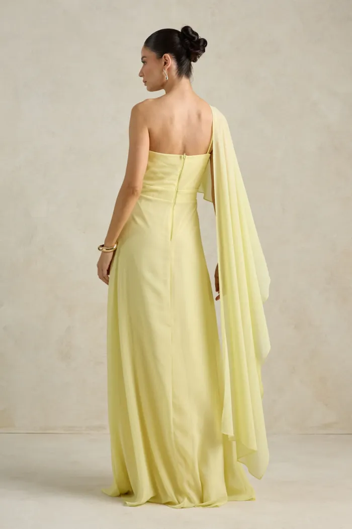 VESTIDO DE FESTA JULIE UM OMBRO CAPA - AMARELO