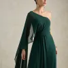 VESTIDO DE FESTA JULIE UM OMBRO CAPA - VERDE PETRÓLEO