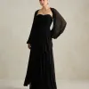 VESTIDO DE FESTA MANCHESTER T.Q.C COM MANGA AVULSA - PRETO