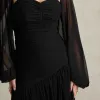 VESTIDO DE FESTA MANCHESTER T.Q.C COM MANGA AVULSA - PRETO
