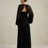 VESTIDO DE FESTA MANCHESTER T.Q.C COM MANGA AVULSA - PRETO