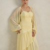 VESTIDO DE FESTA MANCHESTER T.Q.C COM MANGA AVULSA - AMARELO MANTEIGA