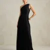 VESTIDO MARILYN RENDA UM OMBRO COM CAPA - PRETO