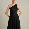 VESTIDO MARILYN RENDA UM OMBRO COM CAPA - PRETO