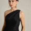 VESTIDO MARILYN RENDA UM OMBRO COM CAPA - PRETO