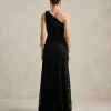 VESTIDO MARILYN RENDA UM OMBRO COM CAPA - PRETO