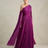 VESTIDO MARILYN RENDA UM OMBRO COM CAPA - FÚCSIA