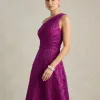 VESTIDO MARILYN RENDA UM OMBRO COM CAPA - FÚCSIA