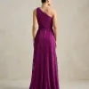 VESTIDO MARILYN RENDA UM OMBRO COM CAPA - FÚCSIA