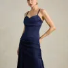 VESTIDO DE FESTA NICOLE DECOTE CORAÇÃO - AZUL MARINHO