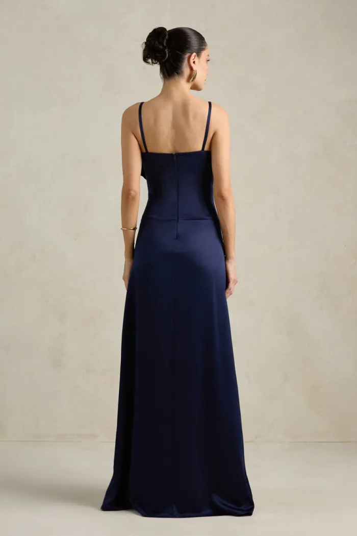 VESTIDO DE FESTA NICOLE DECOTE CORAÇÃO - AZUL MARINHO