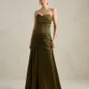 VESTIDO DE FESTA NICOLE DECOTE CORAÇÃO - VERDE OLIVA