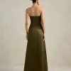 VESTIDO DE FESTA NICOLE DECOTE CORAÇÃO - VERDE OLIVA