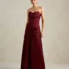 VESTIDO DE FESTA NICOLE DECOTE CORAÇÃO - VINHO
