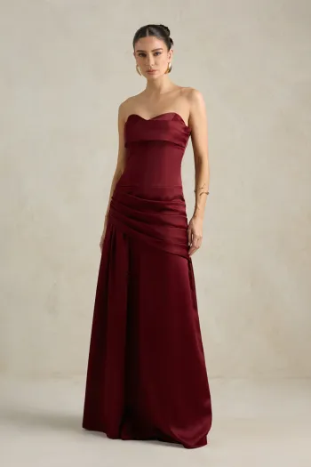 VESTIDO DE FESTA NICOLE DECOTE CORAÇÃO - VINHO