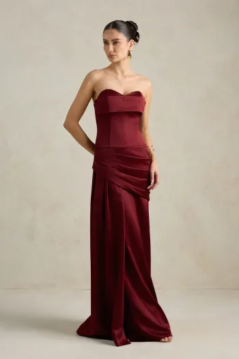 VESTIDO DE FESTA NICOLE DECOTE CORAÇÃO - VINHO