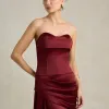 VESTIDO DE FESTA NICOLE DECOTE CORAÇÃO - VINHO
