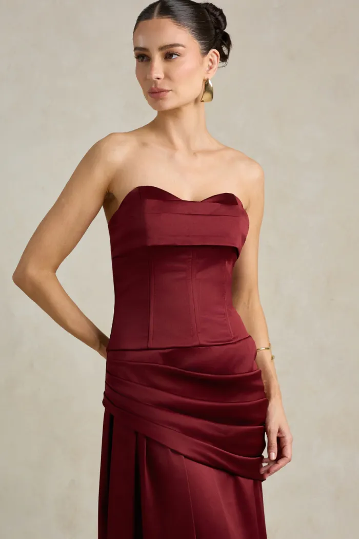 VESTIDO DE FESTA NICOLE DECOTE CORAÇÃO - VINHO