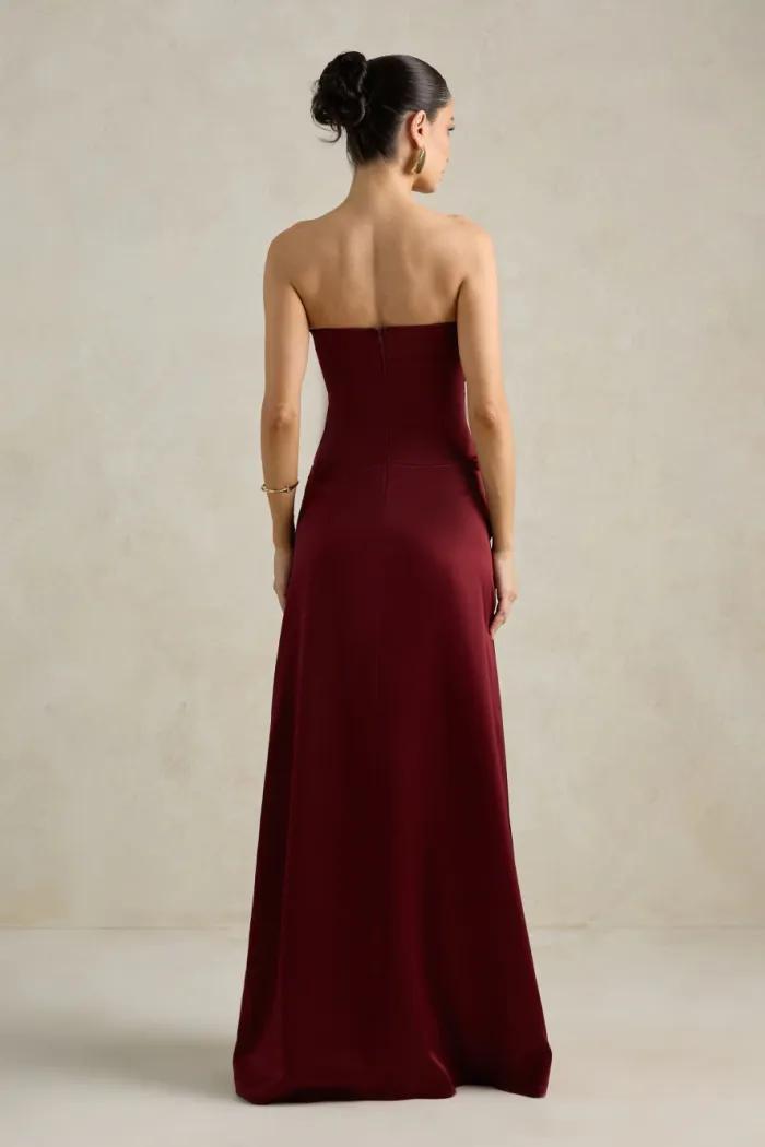 VESTIDO DE FESTA NICOLE DECOTE CORAÇÃO - VINHO