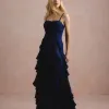VESTIDO DE FESTA SIDNEY SAIA BABADO - AZUL MARINHO