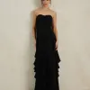 VESTIDO DE FESTA SIDNEY SAIA BABADO - PRETO