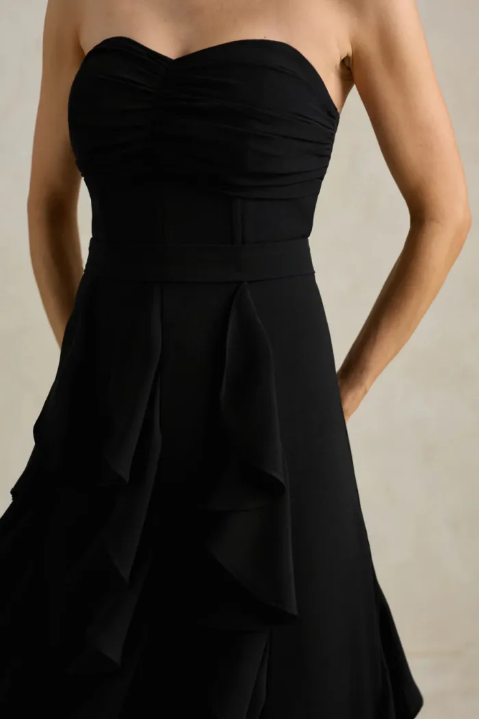 VESTIDO DE FESTA SIDNEY SAIA BABADO - PRETO