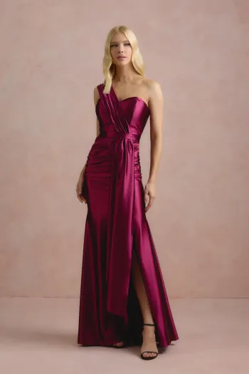VESTIDO DE FESTA GLAM CREPE ACETINADO - FÚCSIA