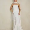 VESTIDO DE FESTA MAITÊ SAIA PLISSADA CHOKER - OFF WHITE