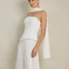 VESTIDO DE FESTA MAITÊ SAIA PLISSADA CHOKER - OFF WHITE