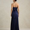 VESTIDO DE FESTA MAITÊ SAIA PLISSADA CHOKER - AZUL MARINHO