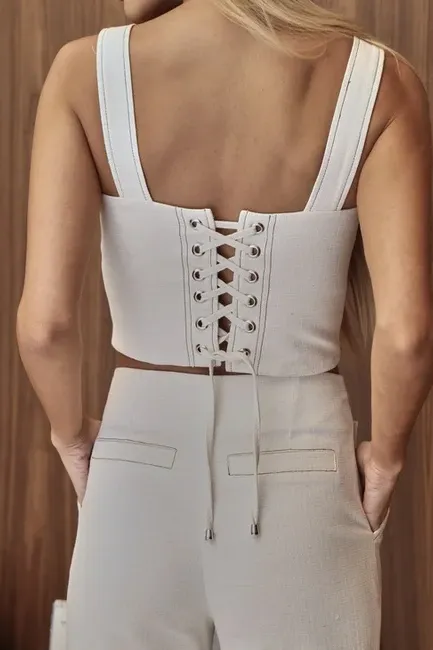 CONJUNTO NAPOLEÃO BLUSA E CALÇA - CRU