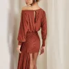 VESTIDO TAILÂNDIA CURTO COM CALDA - TERRACOTA