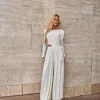 CONJUNTO SUÉCIA CALÇA ALADIM E BLUSA DREPEADA - OFF WHITE