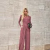 CONJUNTO SUÉCIA CALÇA ALADIM E BLUSA DREPEADA - ROSA SECO