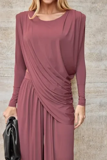 CONJUNTO SUÉCIA CALÇA ALADIM E BLUSA DREPEADA - ROSA SECO