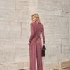 CONJUNTO SUÉCIA CALÇA ALADIM E BLUSA DREPEADA - ROSA SECO