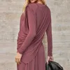 CONJUNTO SUÉCIA CALÇA ALADIM E BLUSA DREPEADA - ROSA SECO
