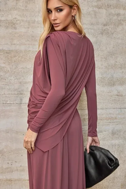 CONJUNTO SUÉCIA CALÇA ALADIM E BLUSA DREPEADA - ROSA SECO