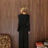 CONJUNTO SUÉCIA CALÇA ALADIM E BLUSA DREPEADA - PRETO