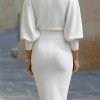 VESTIDO LOREN MIDI DRAPEADO COM MANGA MORCEGO - OFF WHITE