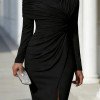 VESTIDO BÚZIOS ASSIMÉTRICO NULA MANGA GOLA ALTA - PRETO