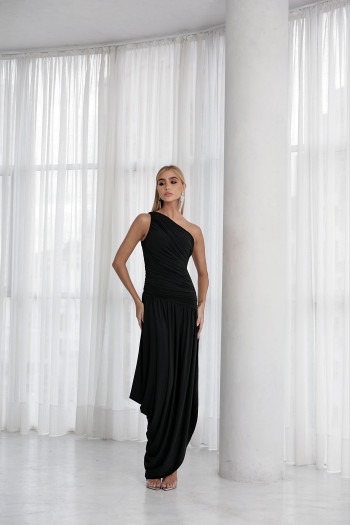 VESTIDO LONGO ASSIMÉTRICO BRUNA - PRETO