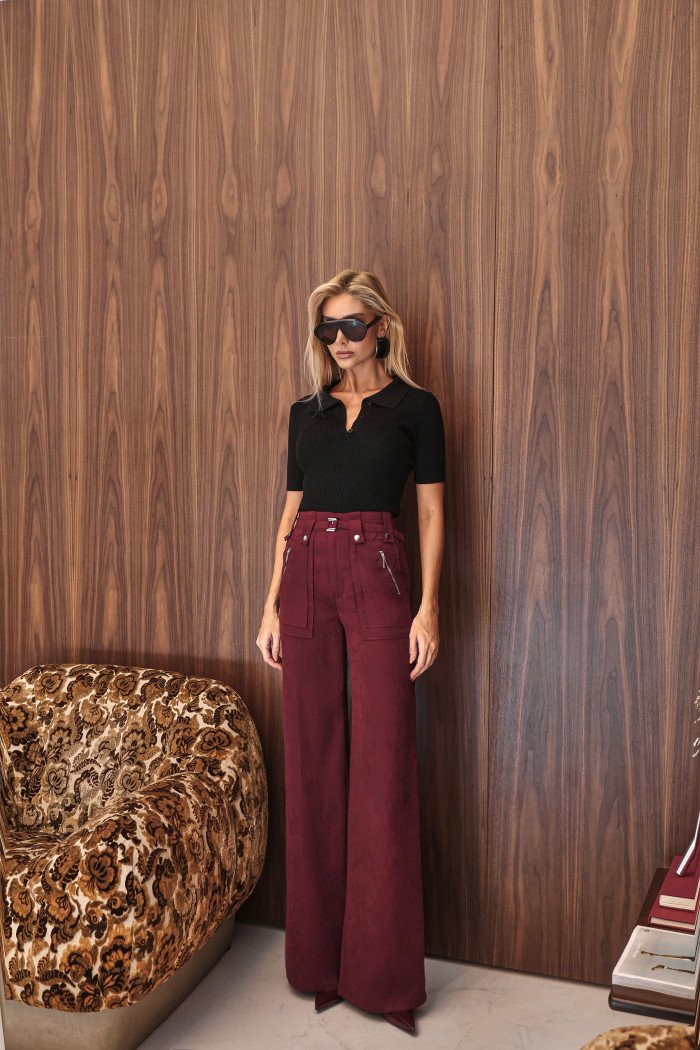 CALÇA JOSIANE CUPRO - VINHO