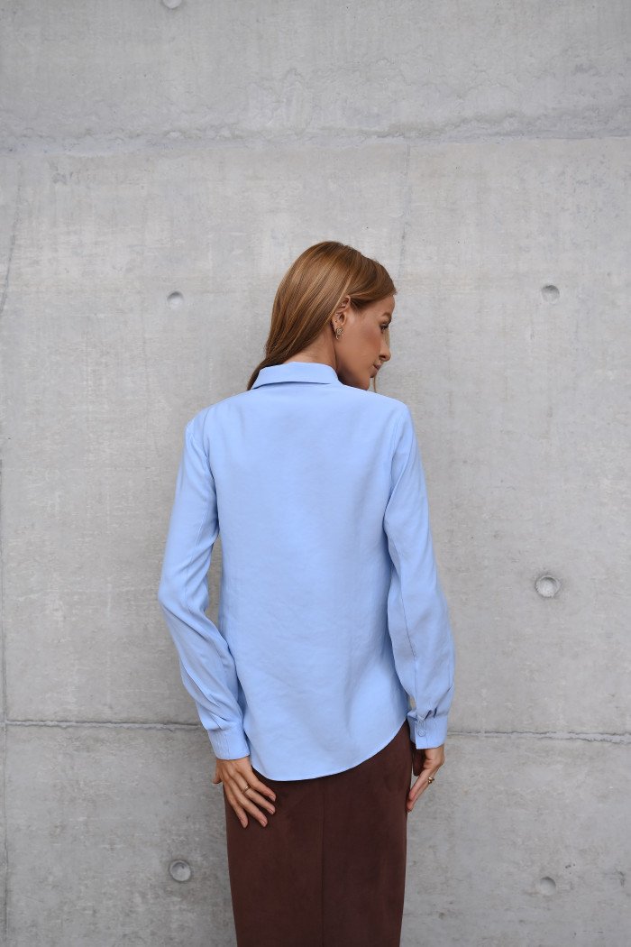 CAMISA LOS ANGELES PUNHO PREGAS - AZUL CLARO