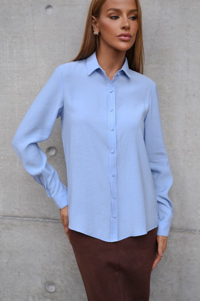 CAMISA LOS ANGELES PUNHO PREGAS - AZUL CLARO
