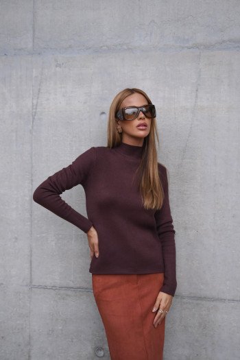 BLUSA BARILOCHE TRICÔ INTERNO FLUFFY - CAFÉ