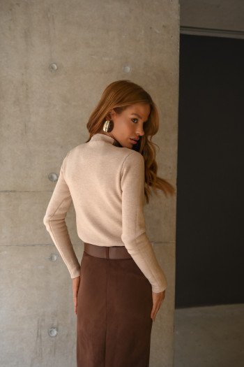 BLUSA BARILOCHE TRICÔ INTERNO FLUFFY - BEGE