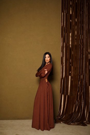 VESTIDO SORAYA MANGA LONGA - CHOCOLATE