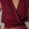 CONJUNTO VERI CALÇA E BLUSA CROPPED COM CINTO - VINHO